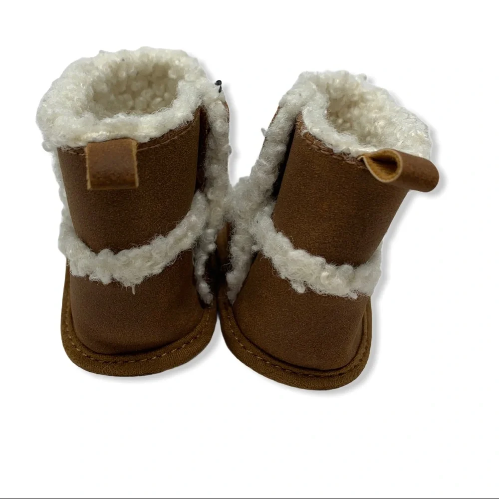 Faux suede shearling baby booties‎ 0-3 month